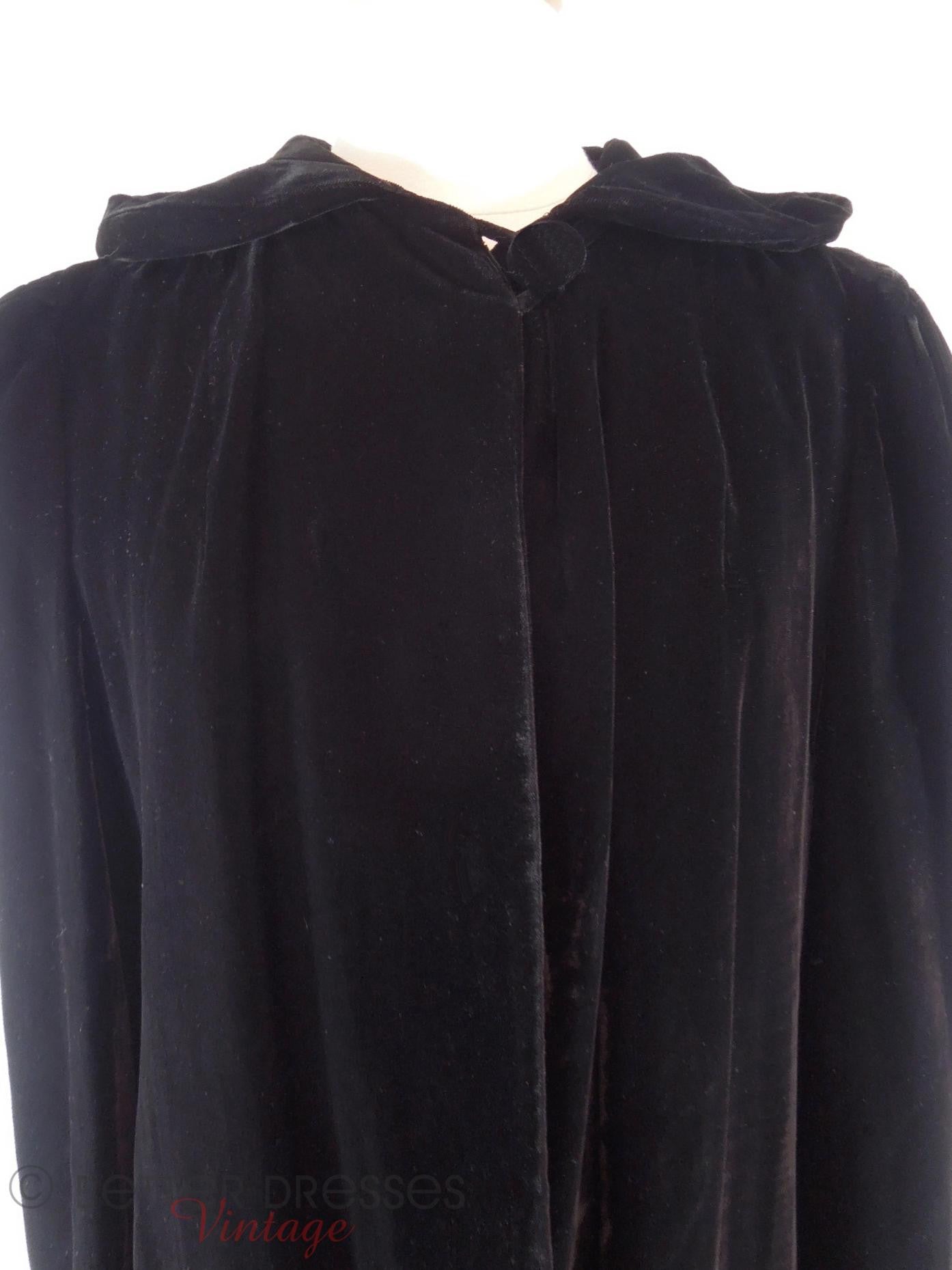 1940s Hooded Black Velvet Opera Jacket - sm, med, lg – Better Dresses ...