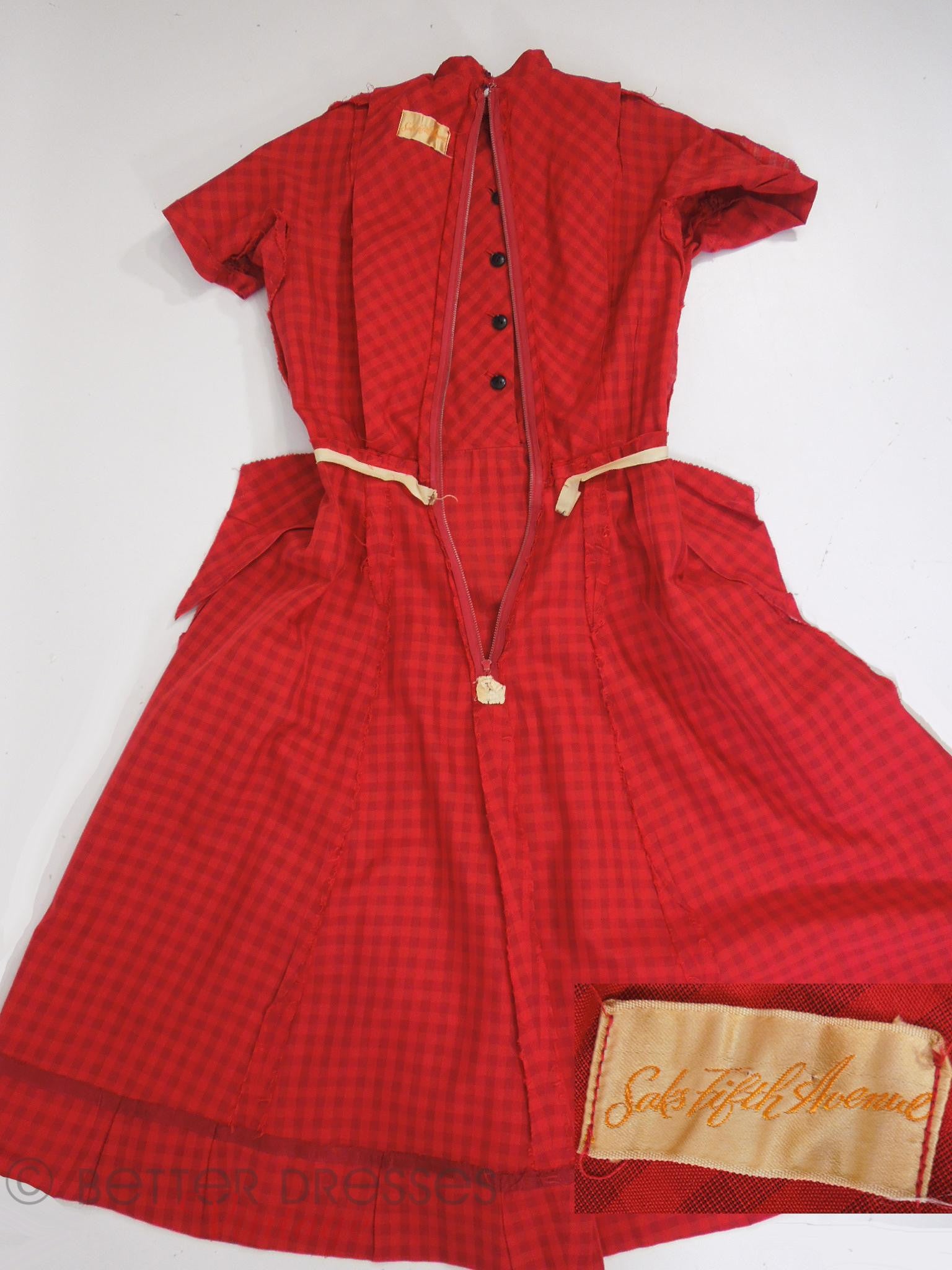 50s Red & Black Plaid Full Skirt Shirtwaist Dress - sm – Better Dresses ...