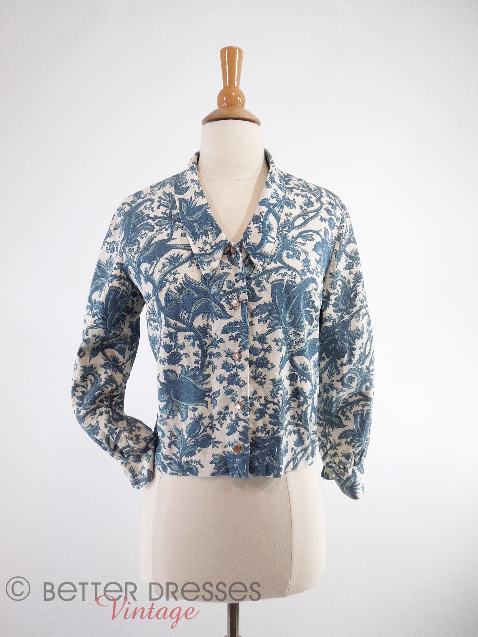 50s/60s Toile Lightweight Jacket or Blouse - sm, med – Better Dresses ...