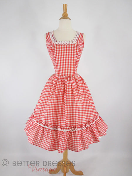 50s Vintage Red Gingham Full-Circle Patio Dress - med – Better Dresses ...