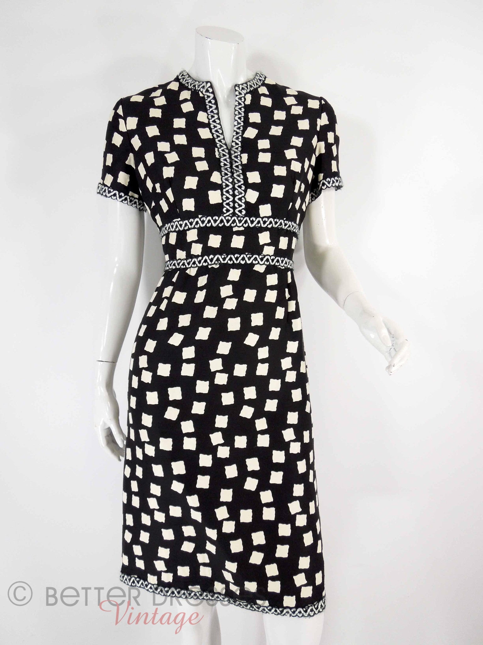 black and white 70s dress