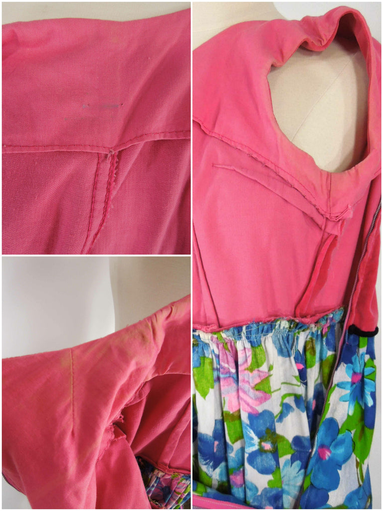 60s Maxi Dress in Hot Pink Velvet Over Floral - xs, sm – Better Dresses ...