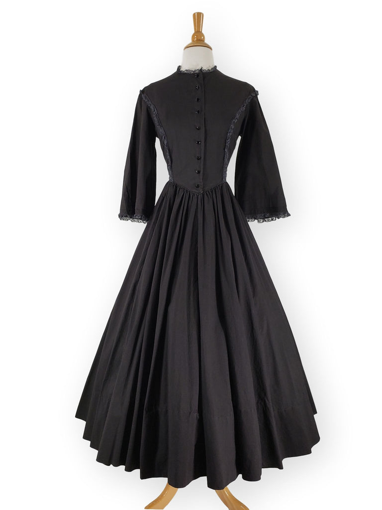 40s Black Cotton New Look Dress - sm, med – Better Dresses Vintage