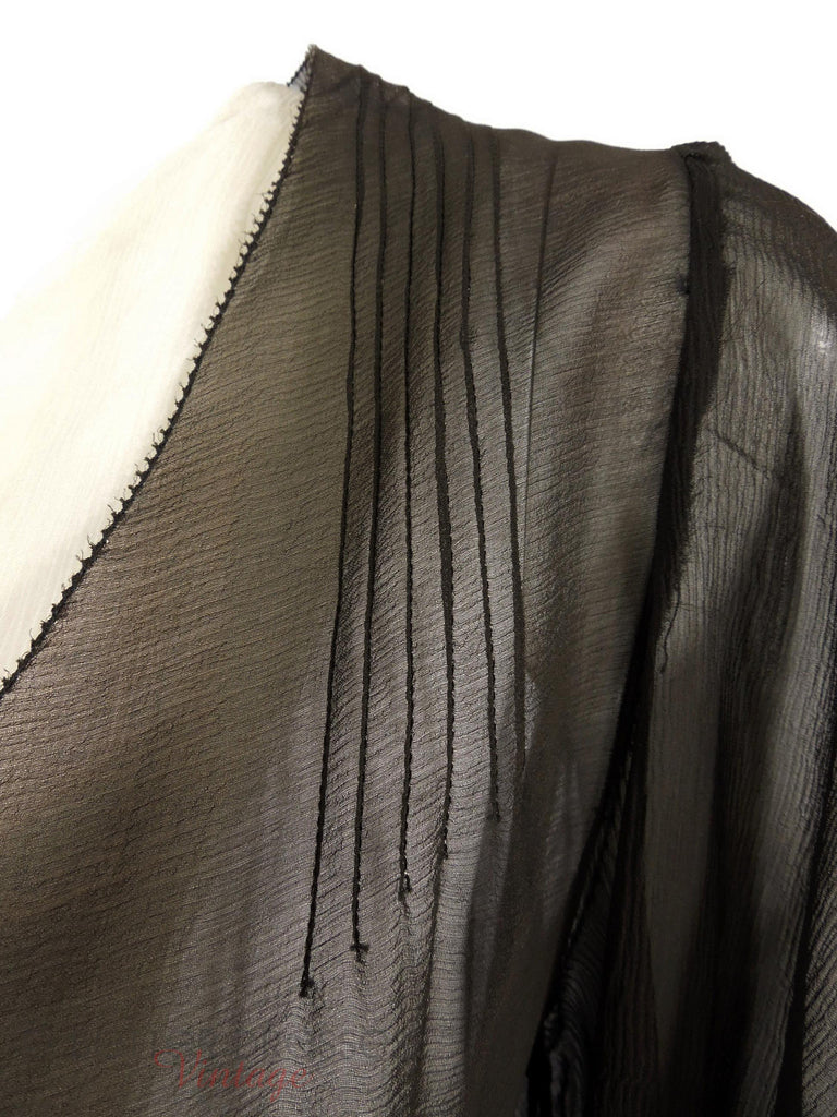 20s/30s Black and Cream Silk Crepe Dress – Better Dresses Vintage