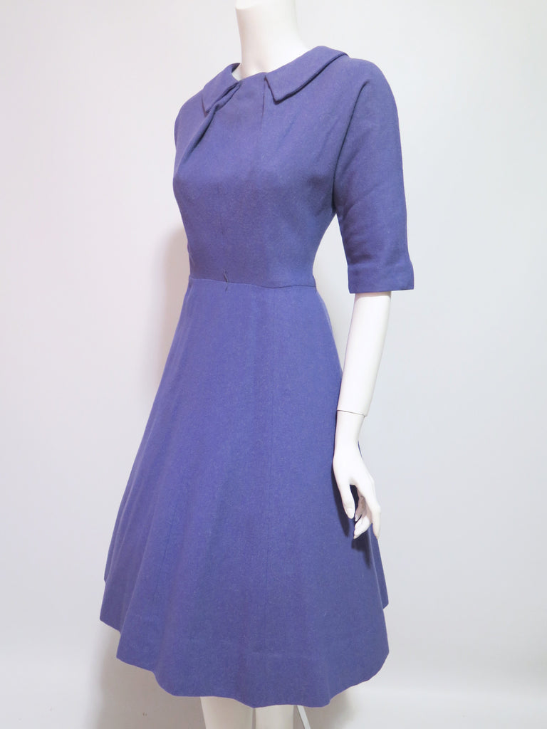 50s Purple Wool Full Skirt Nip Waist Dress - sm – Better Dresses Vintage