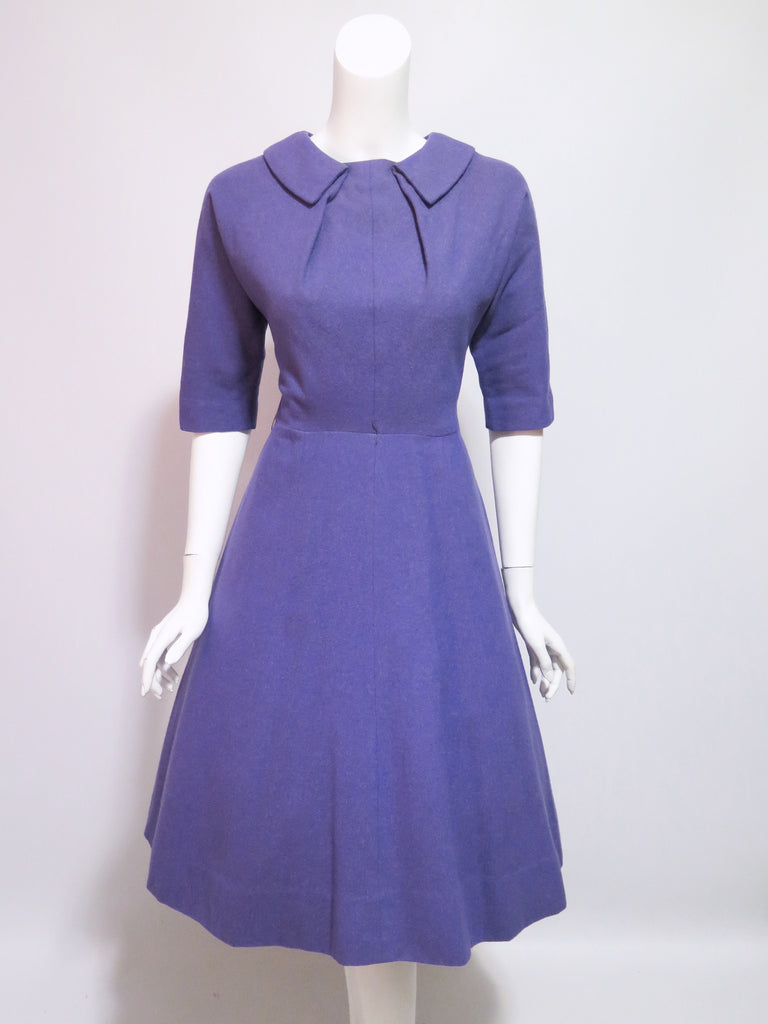 50s Purple Wool Full Skirt Nip Waist Dress - sm – Better Dresses Vintage