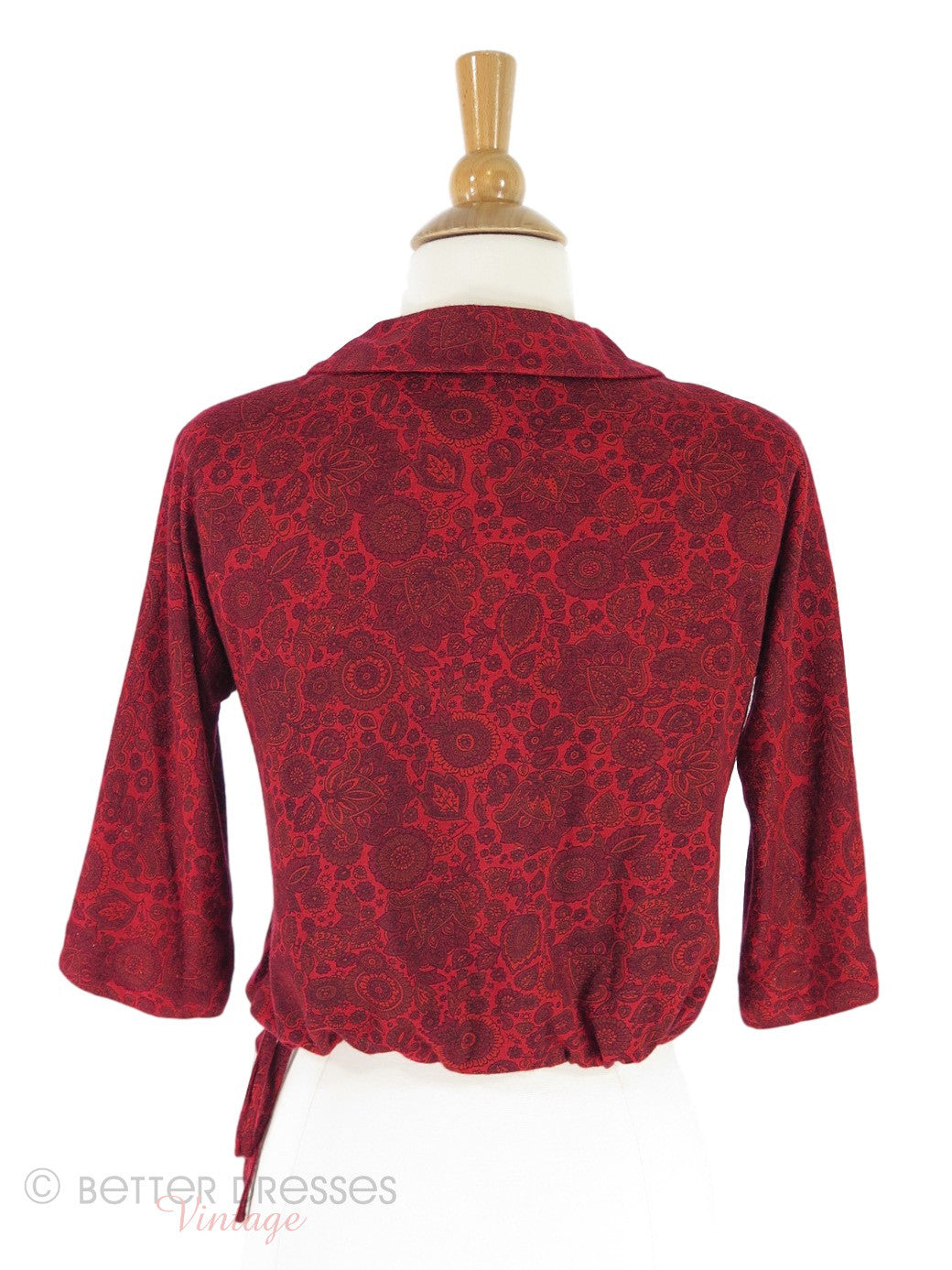 50s Red Drawstring Waist Knit Top - sm, med – Better Dresses Vintage
