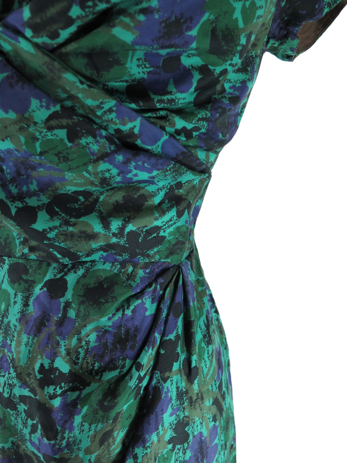 50s Green and Purple Floral Sheath Dress – Better Dresses Vintage