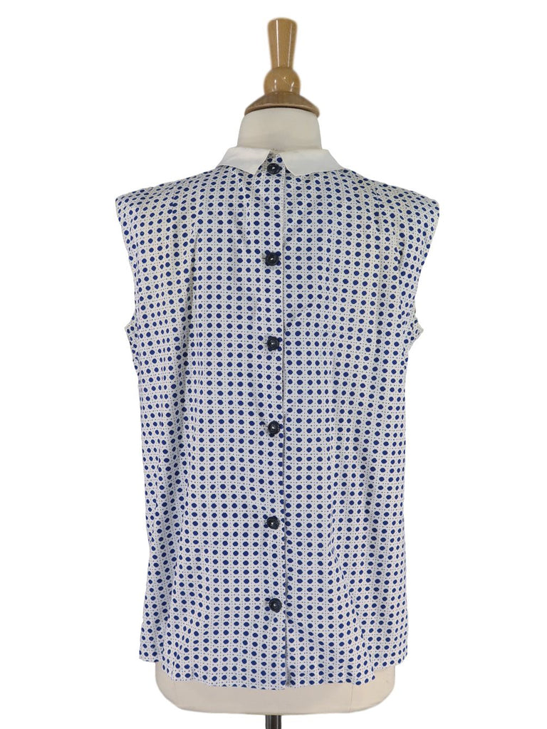 50s Maternity Top | Vtg Sleeveless Polka Dot Blouse - med, lg, plus ...