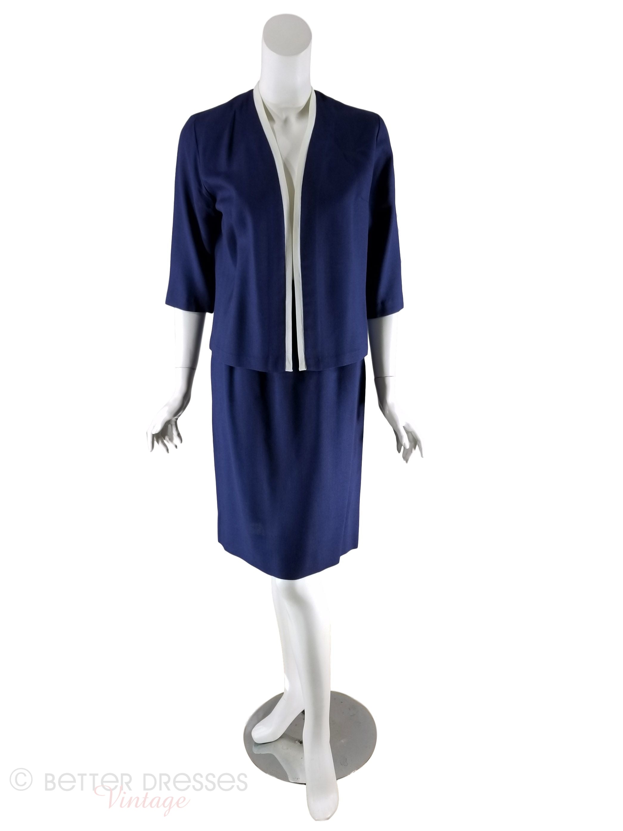 60s Navy Blue Skirt Suit - sm, med – Better Dresses Vintage