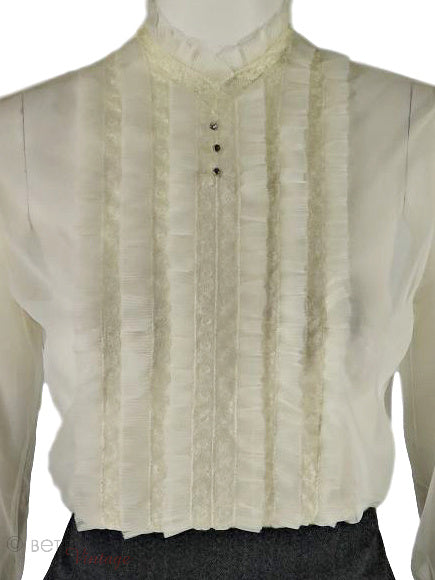 50s Cream Nylon Blouse With Three-Quarter Sleeves- sm – Better Dresses ...