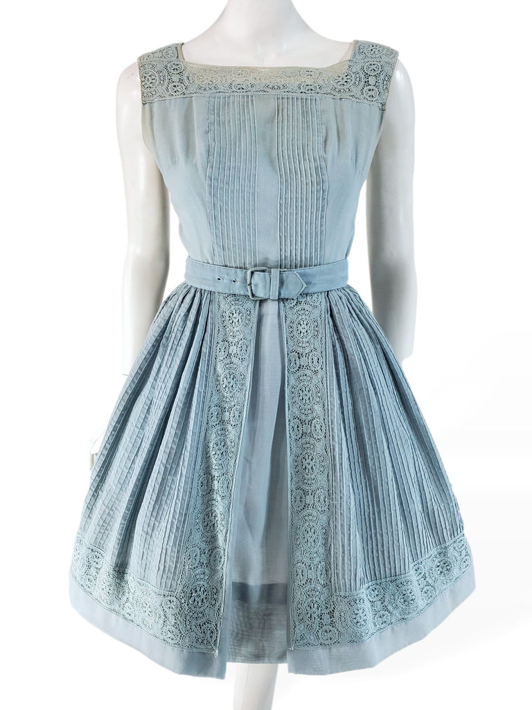 50s/60s Sleeveless Dress in Light Blue Cotton – Better Dresses Vintage