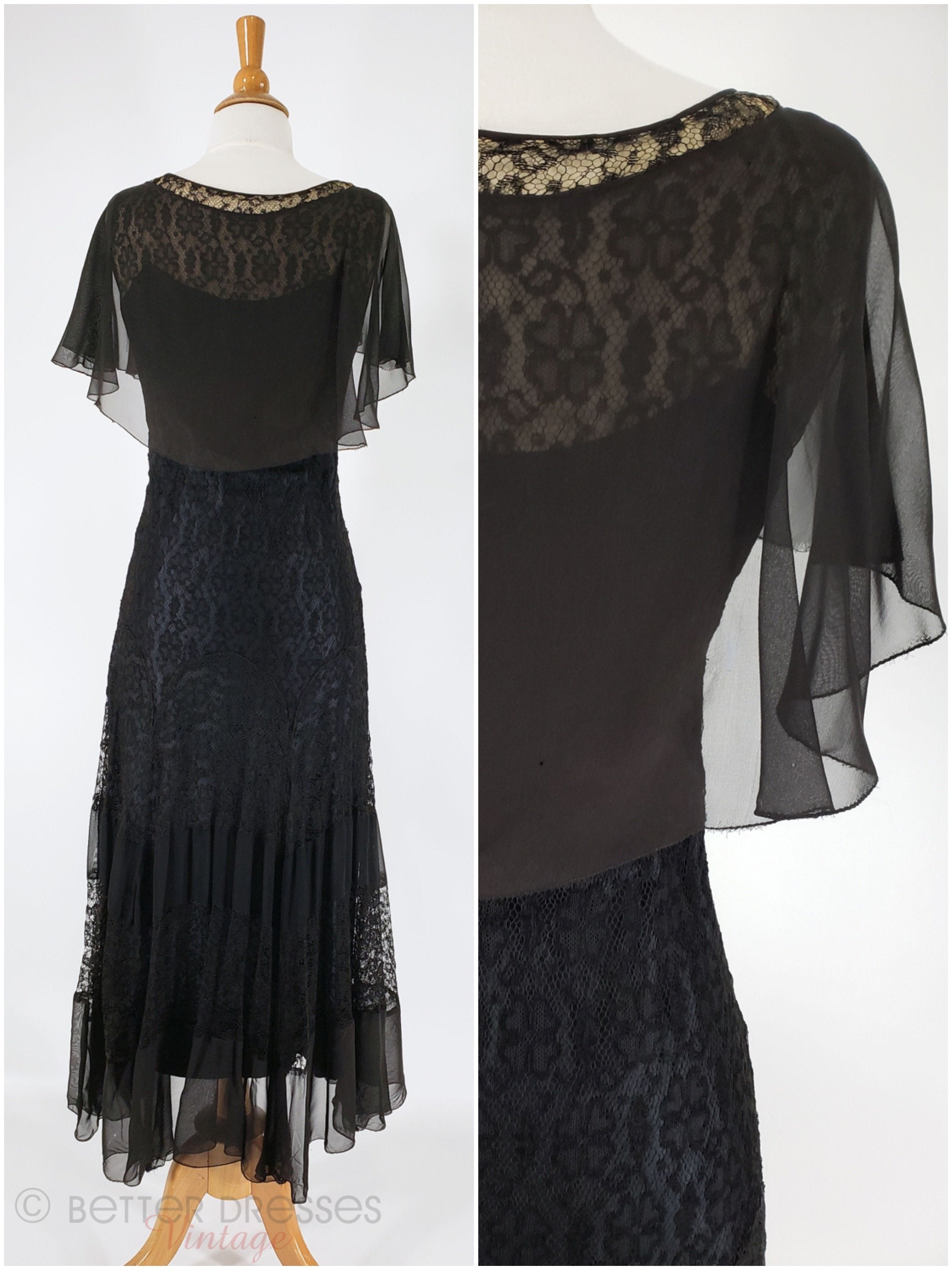 30s Black Lace Gown – Better Dresses Vintage