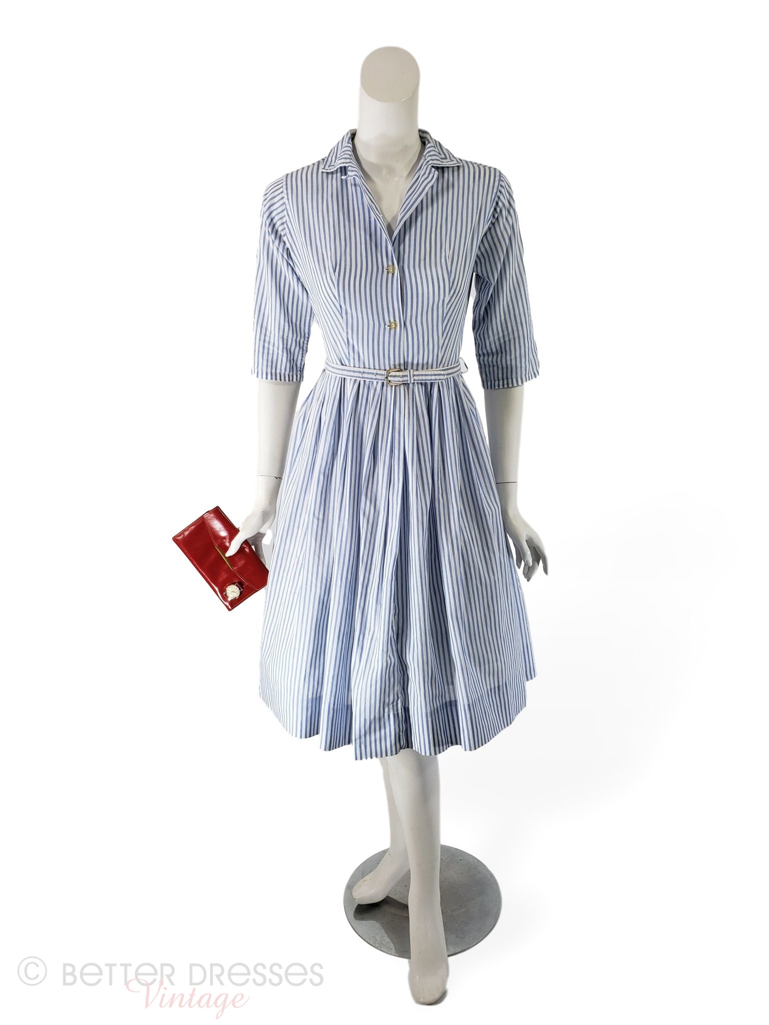 blue shirtwaist dress