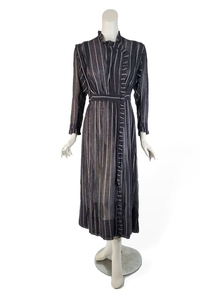 10s Antique Dress in Black and White Striped Cotton – Better Dresses ...