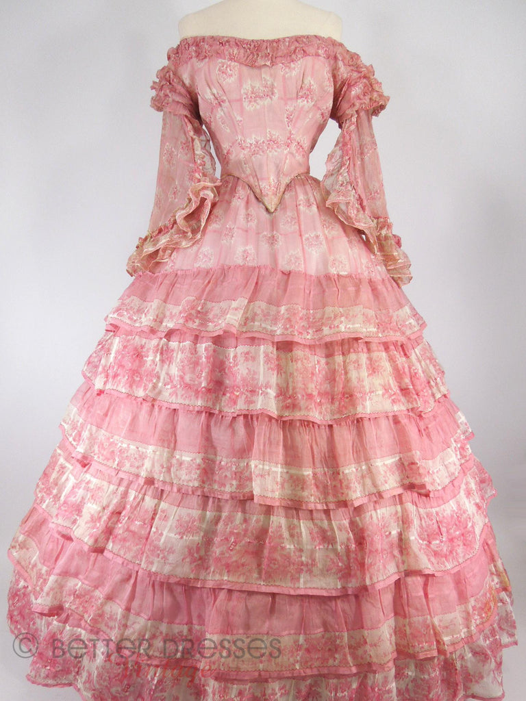 1850s Evening Dress in Pink Silk Organdy – Better Dresses Vintage