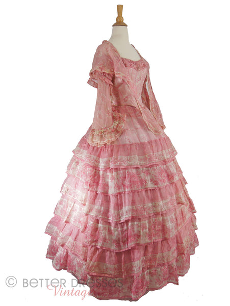 1850s Evening Dress in Pink Silk Organdy – Better Dresses Vintage