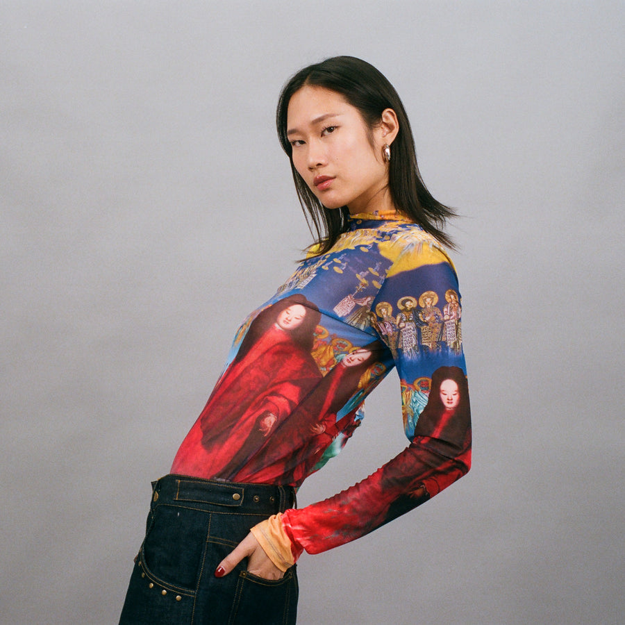 BH x Tamiko Printed Mesh Turtleneck - Bobblehaus