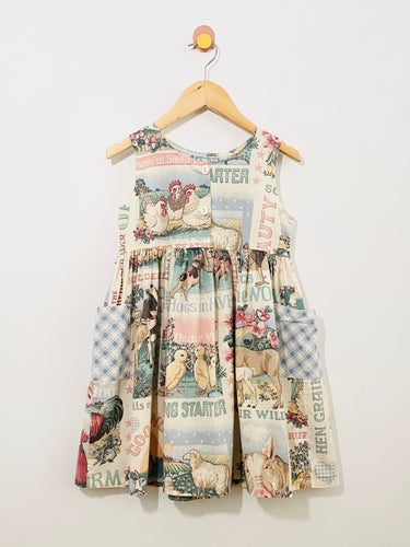 vintage farm print dress / 6y
