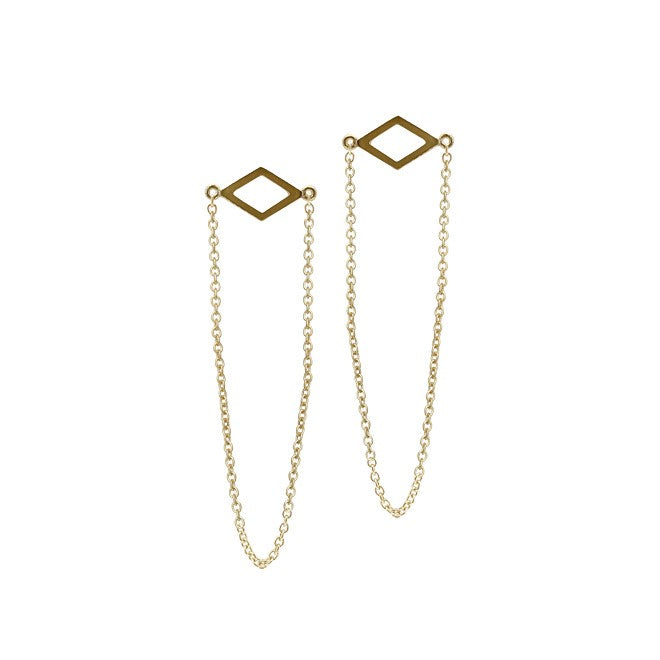 Rhombus earring with chains – HEIRING