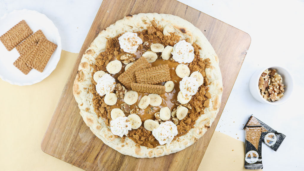 Hoppe caramel dessert pizza