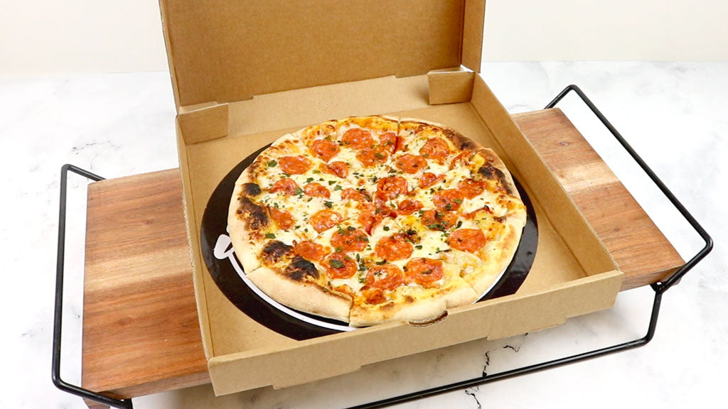 Pizza in takeaway box