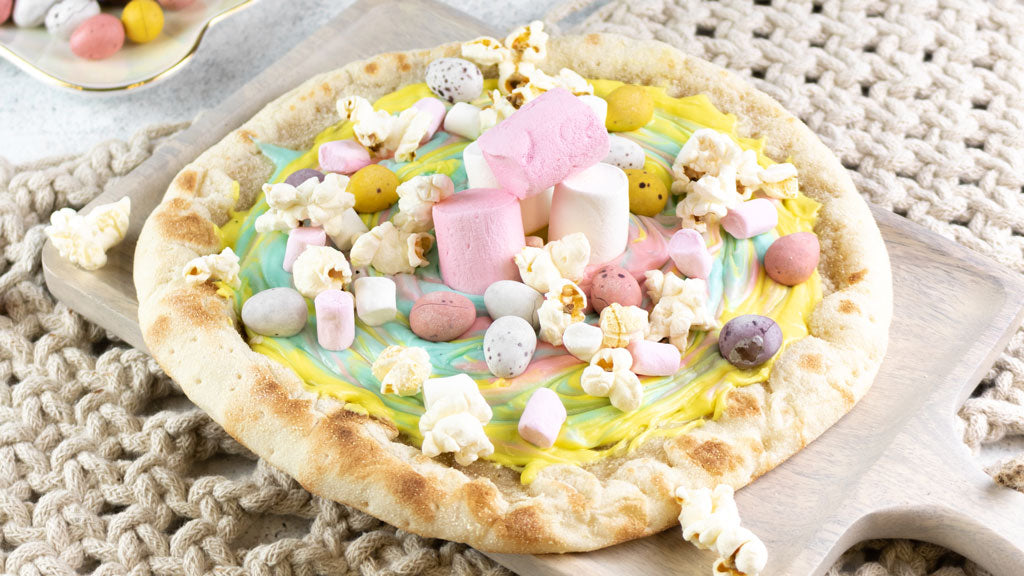 Pastel Easter dessert pizza