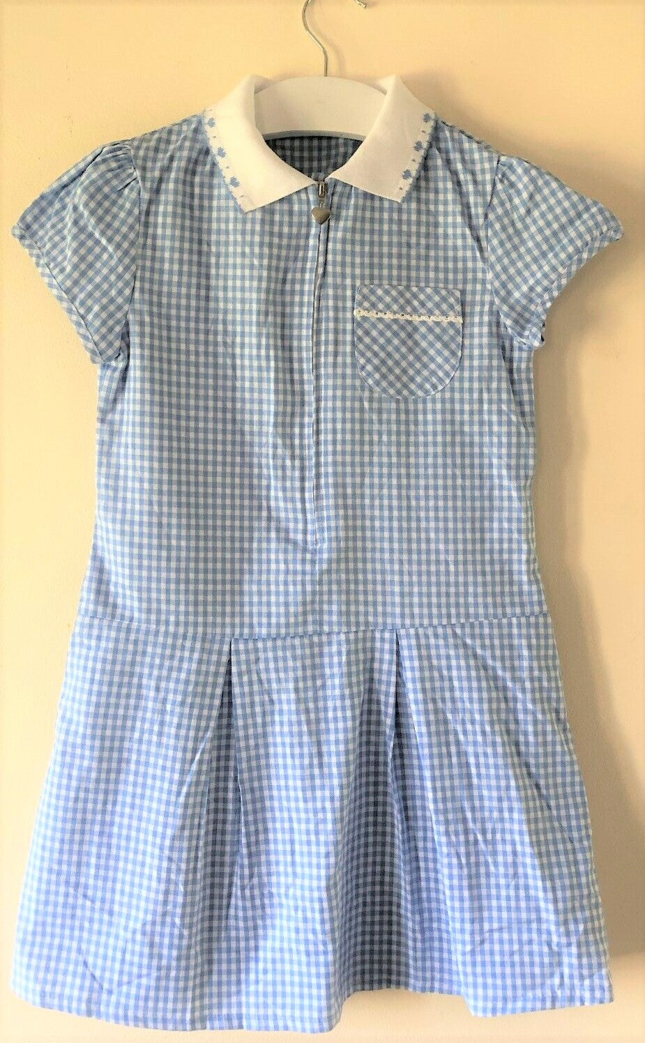 blue check summer school dress