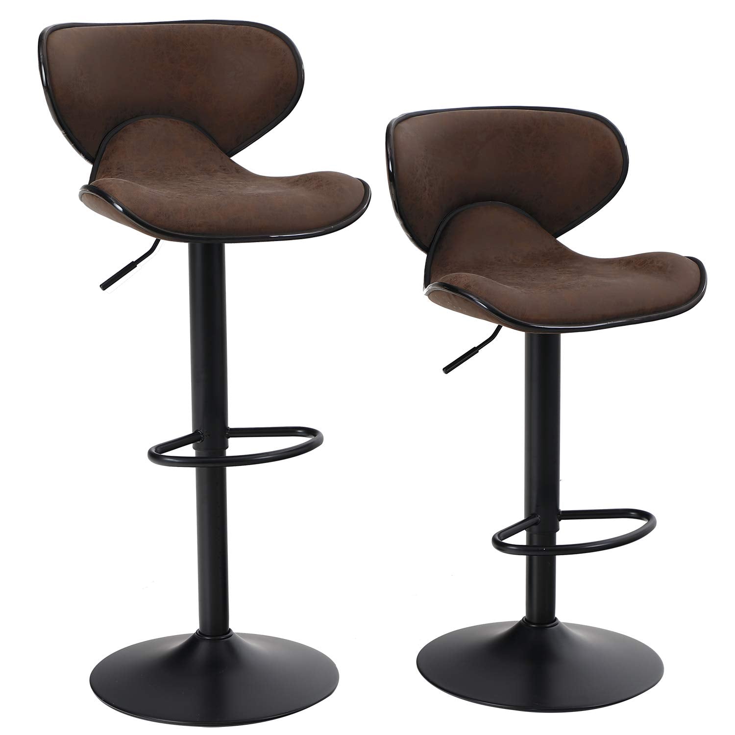 Phi Villa Counter Height 360 Degree Swivel Square Bar Stools, Set Of 2 Brown