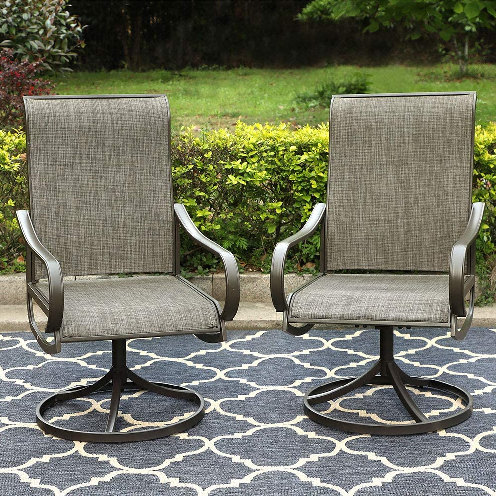 Phi Villa Patio Swivel Rocker Chair Outdoor Dining Set 2 Chairs