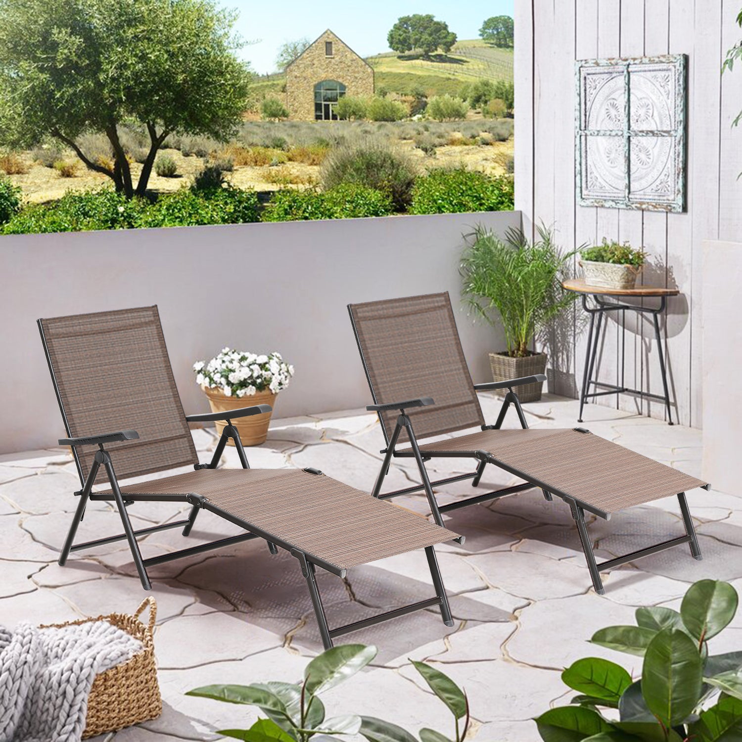 Sophia & William 5 Stages Adjustable Patio Folding Metal Lounge Chair