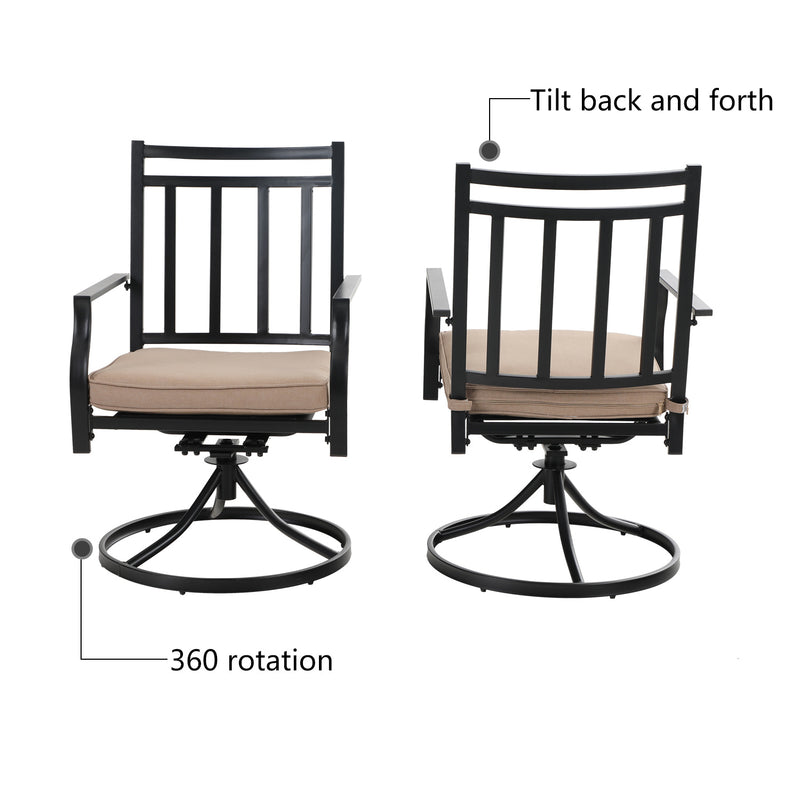 Phi Villa Outdoor Patio Swivel Metal Dining Chairs fits Garden Backyard Chairs Furniture - Set of 2