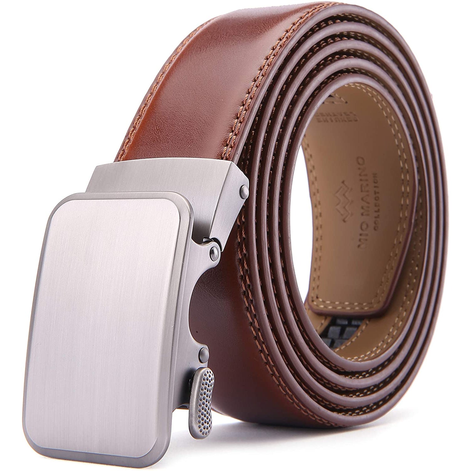 Mens Premium Leather Ratchet Belt | 1.5” Wide | Dimensional - Burnt Um