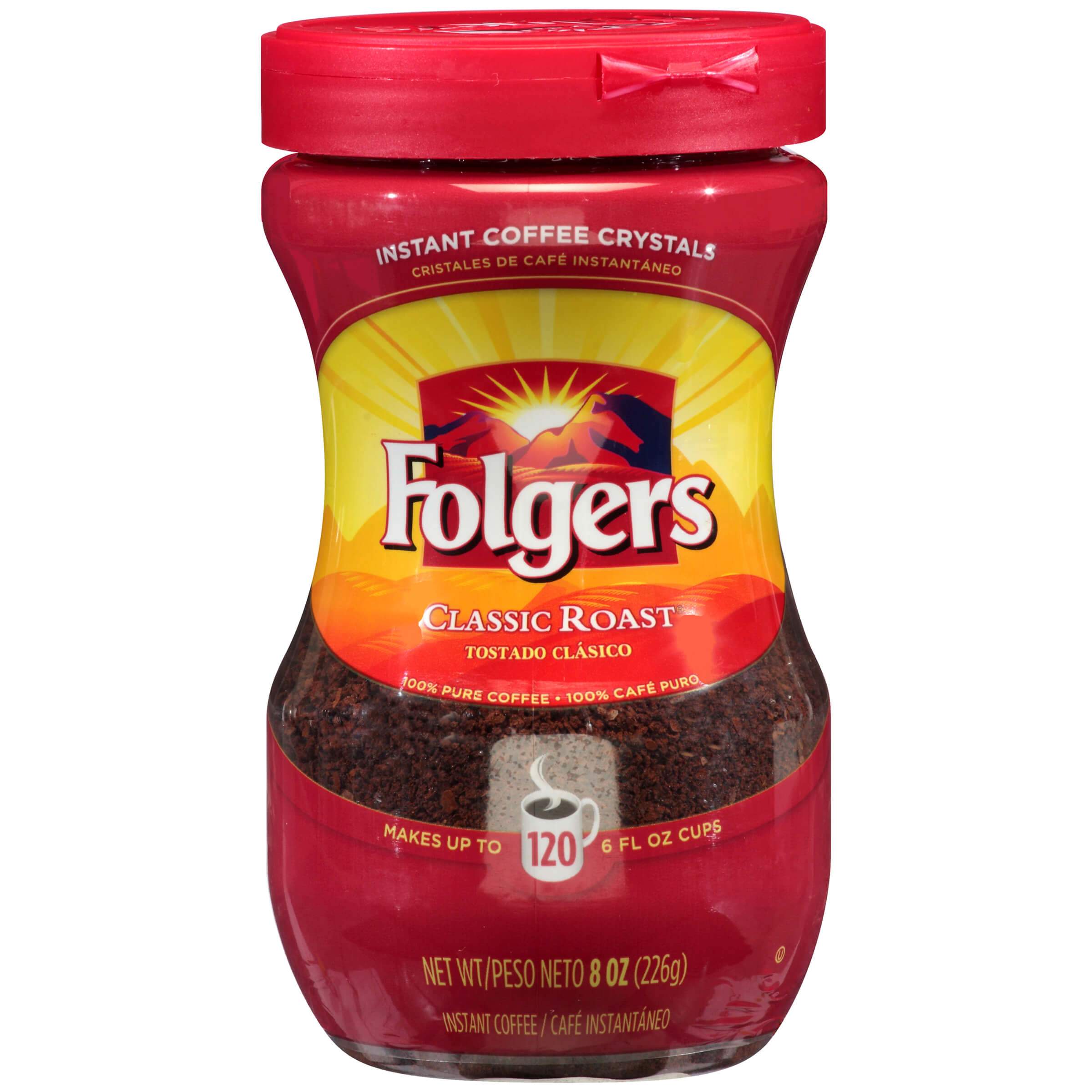 Folgers Classic Roast Instant Coffee Crystals 8 Ounces Coffee Wholesale Usa