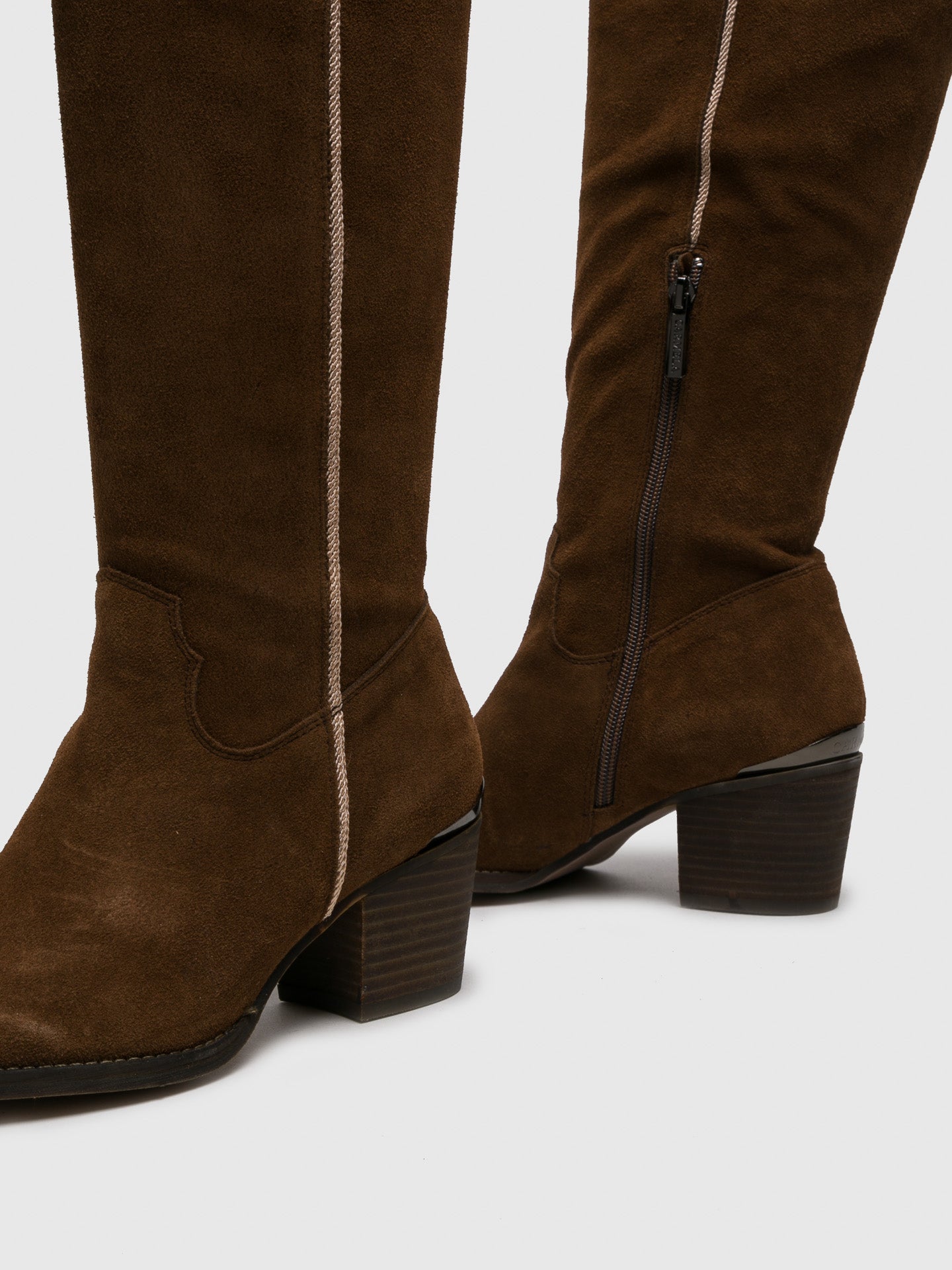 camel knee high suede boots