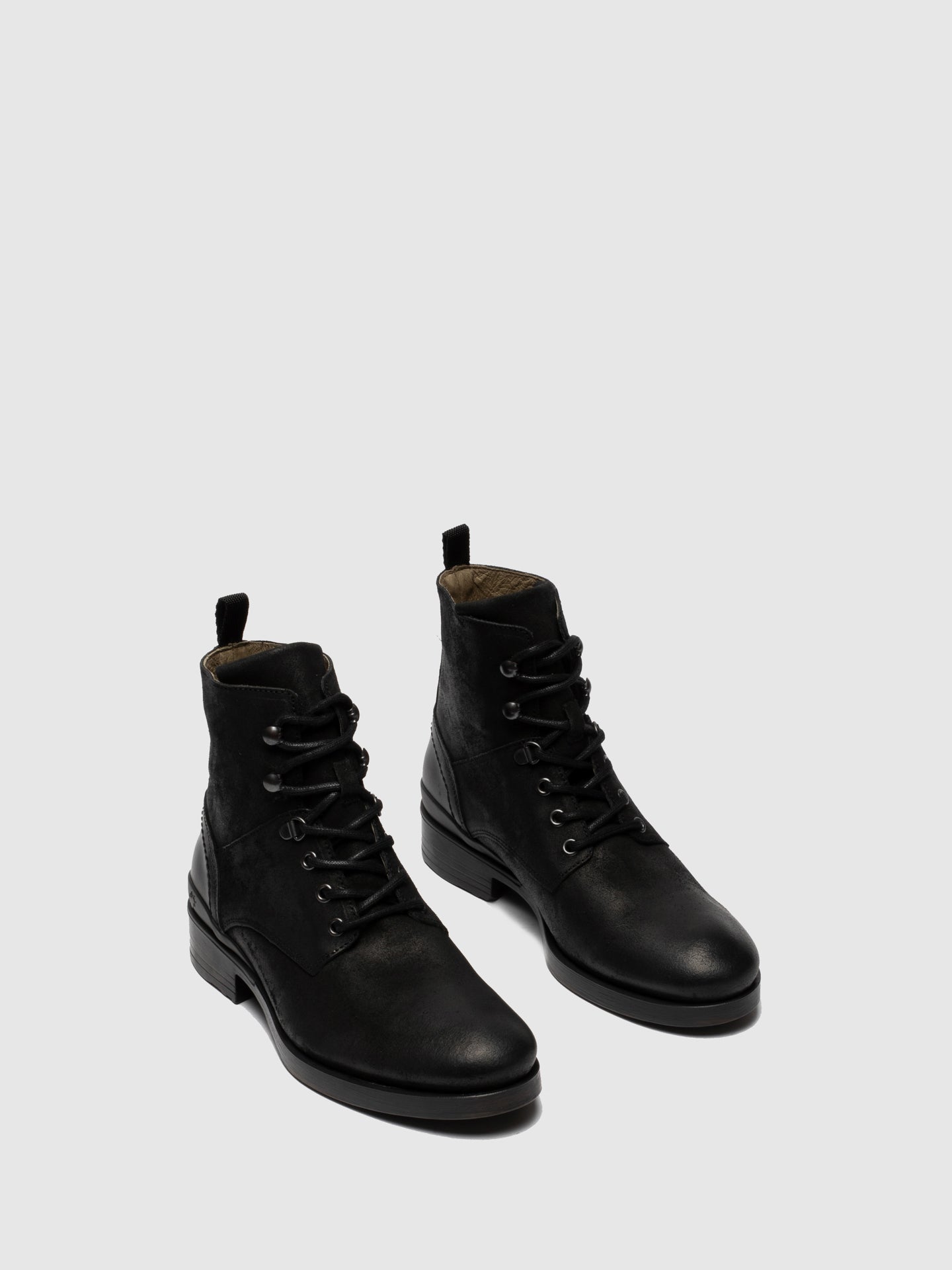 Black Lace-up Ankle Boots - Overcube