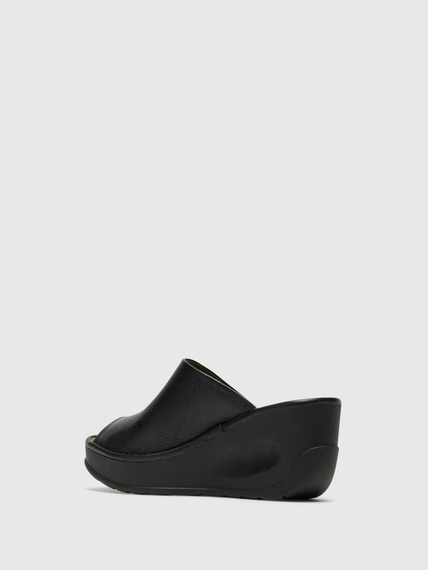 black wedge mules