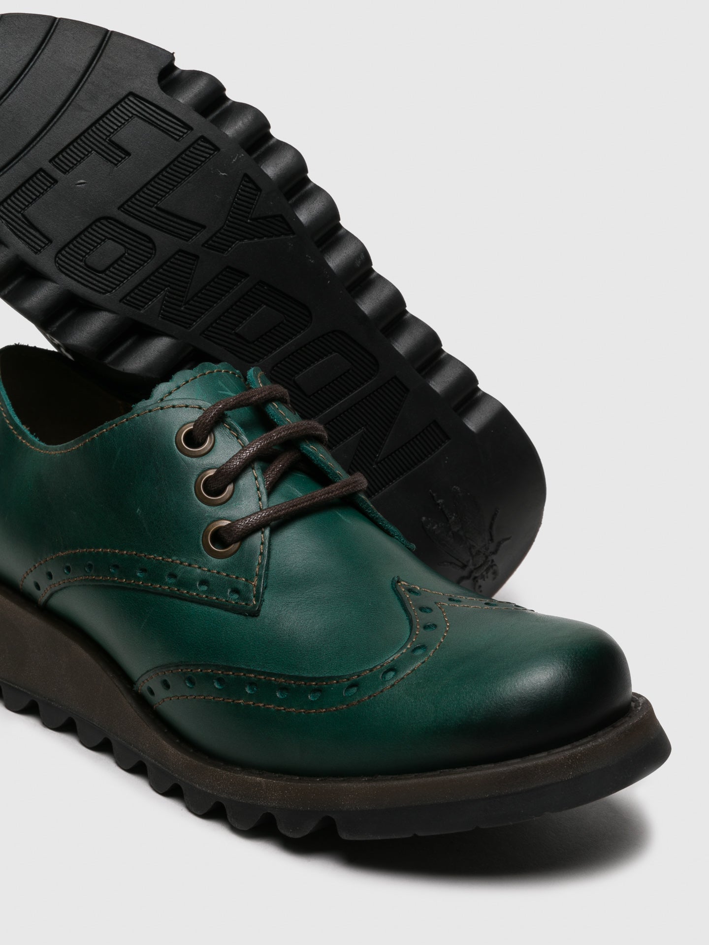 Green Leather Lace-up Shoes - Overcube