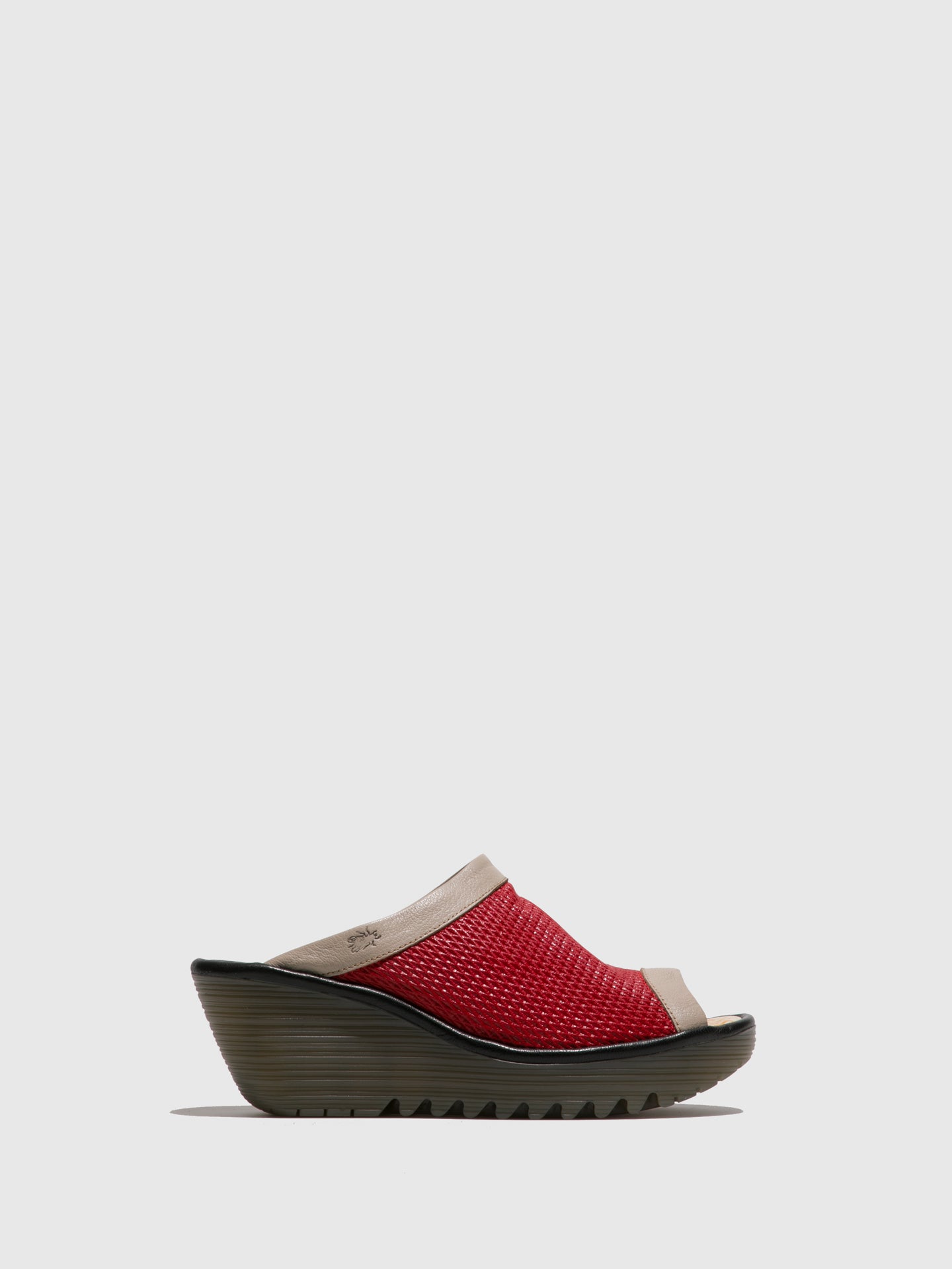 red open toe mules