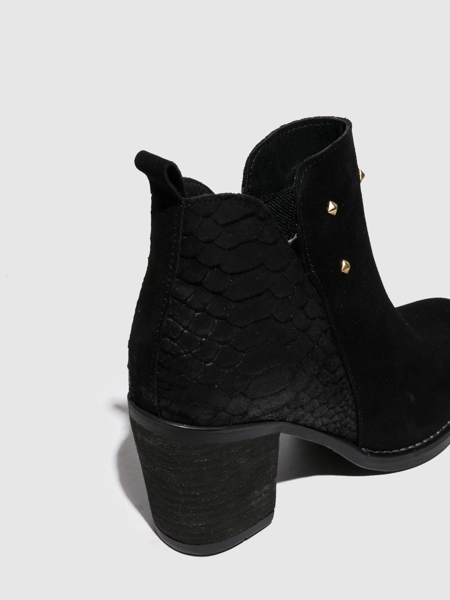 black round toe ankle boots