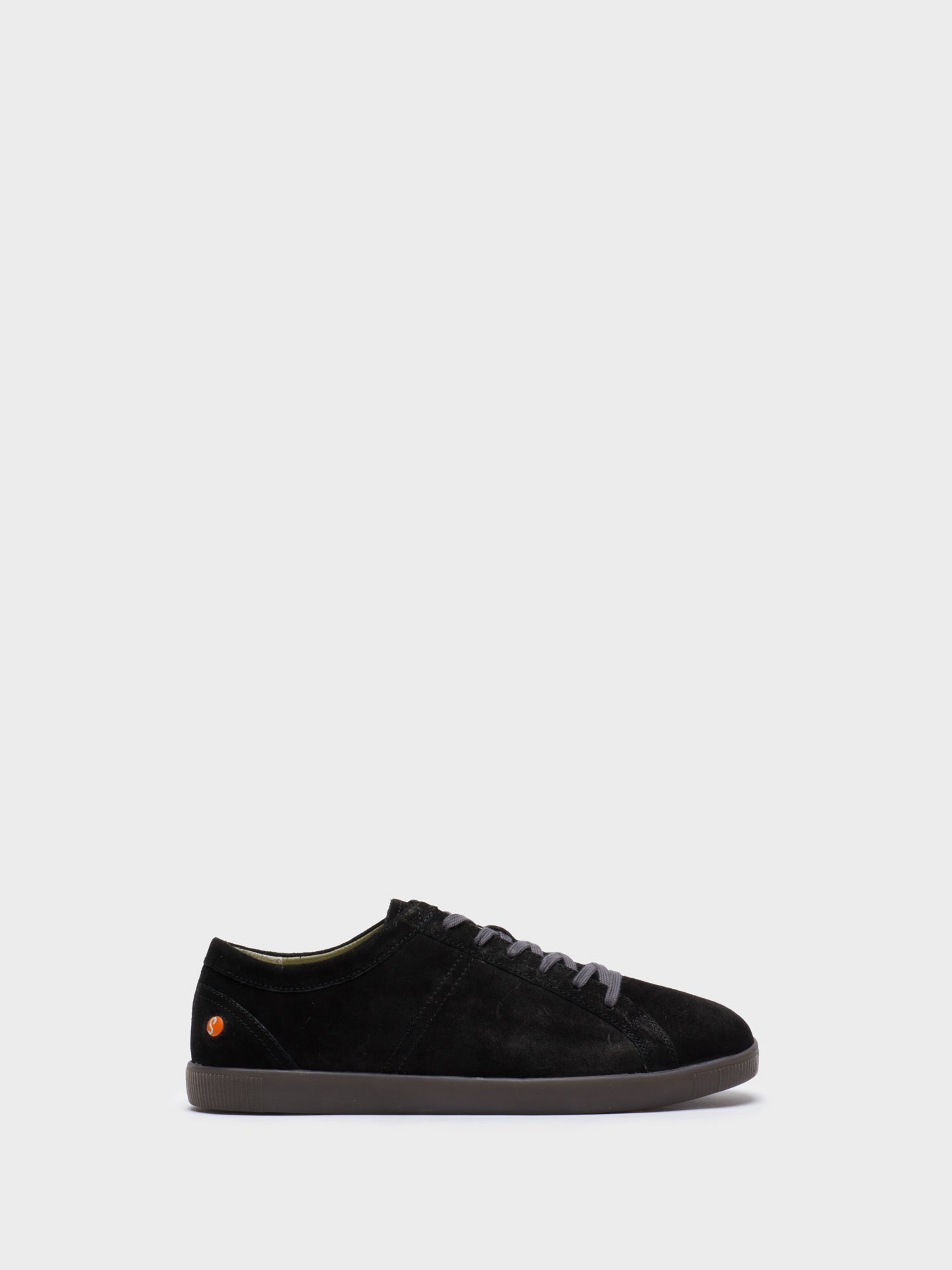 black leather lace up trainers