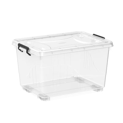 Plastic Storage Box with Wheels & Lockable Lid 33L (Transparent) –