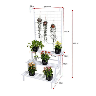 3-tier 120cm LARGE Garden Stainless Steel Pots Plant Stand Rack Chrome  Outdoor