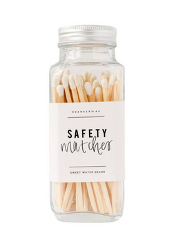 White Safety Matches - Glass Jar