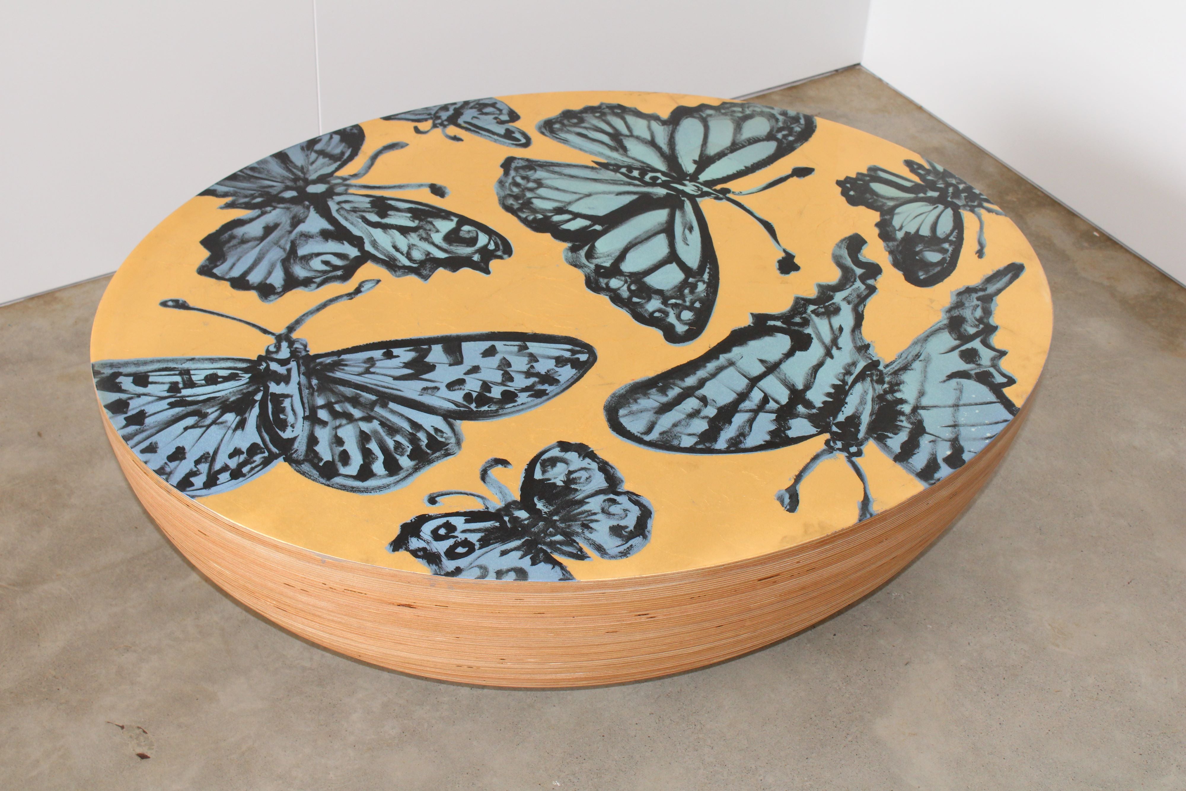 'Blue Butterflies' Hand painted egg coffee table #320