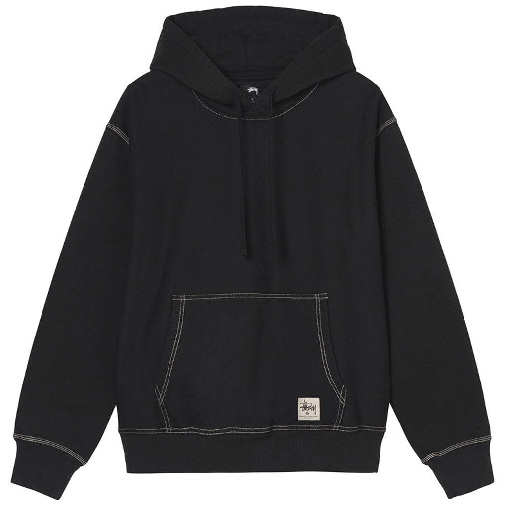 Contrast Stitch Label Hoodie in Black by Stussy | Bored of Southsea