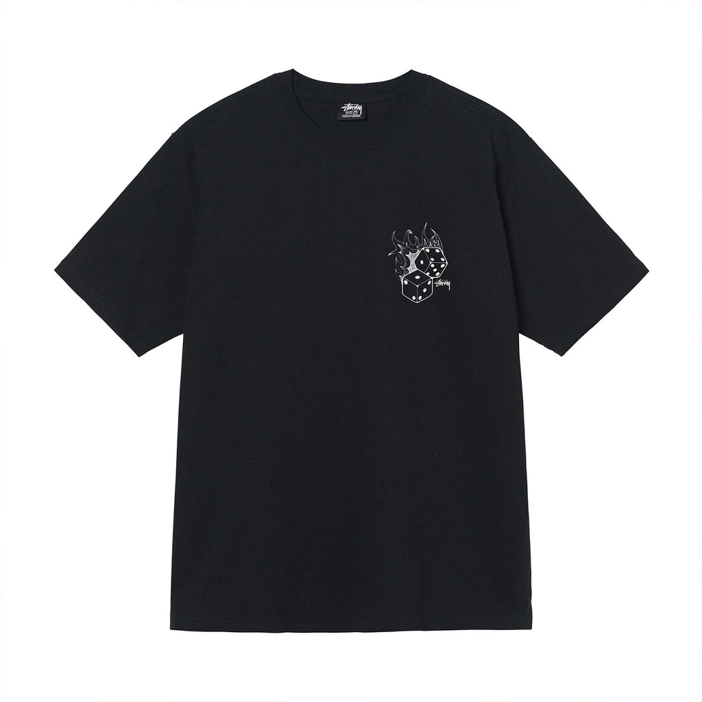 Fire Dice T Shirt in Black by Stussy | Bored of Southsea