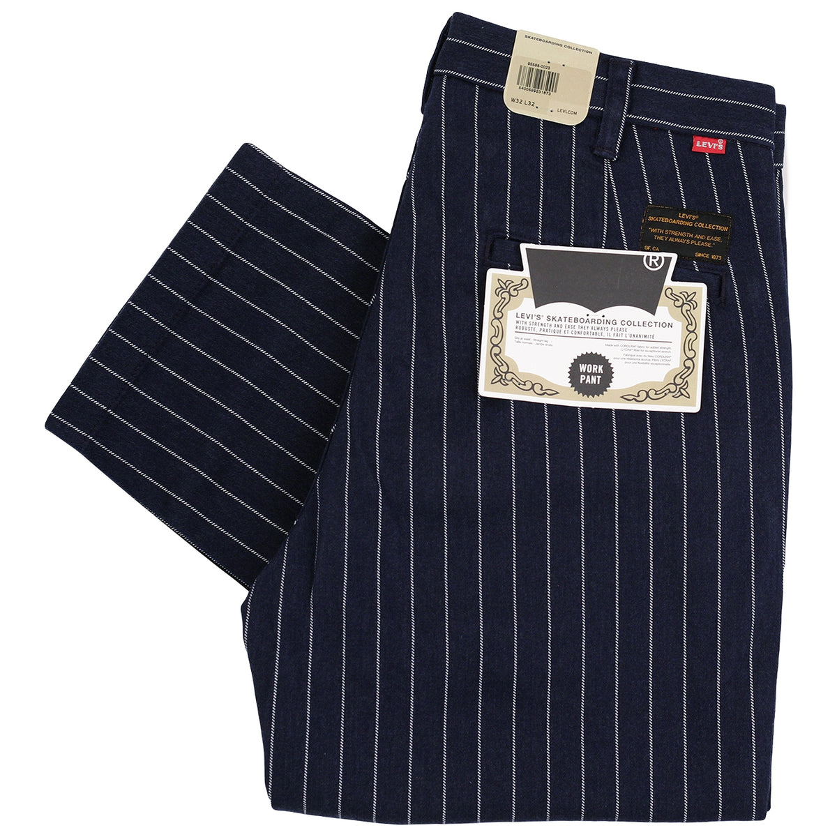 levis skateboarding striped work pant in navy