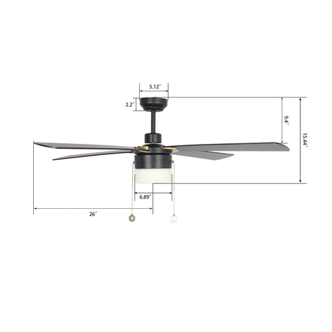 Alrich 52 inch Ceiling Fan with Pull Chain