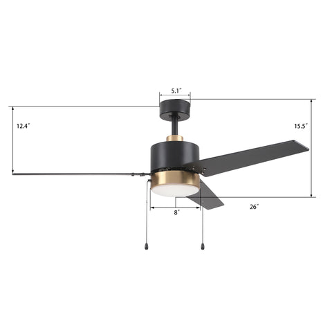 Dulac 52 inch Pull-Chain Fan with Light Kit